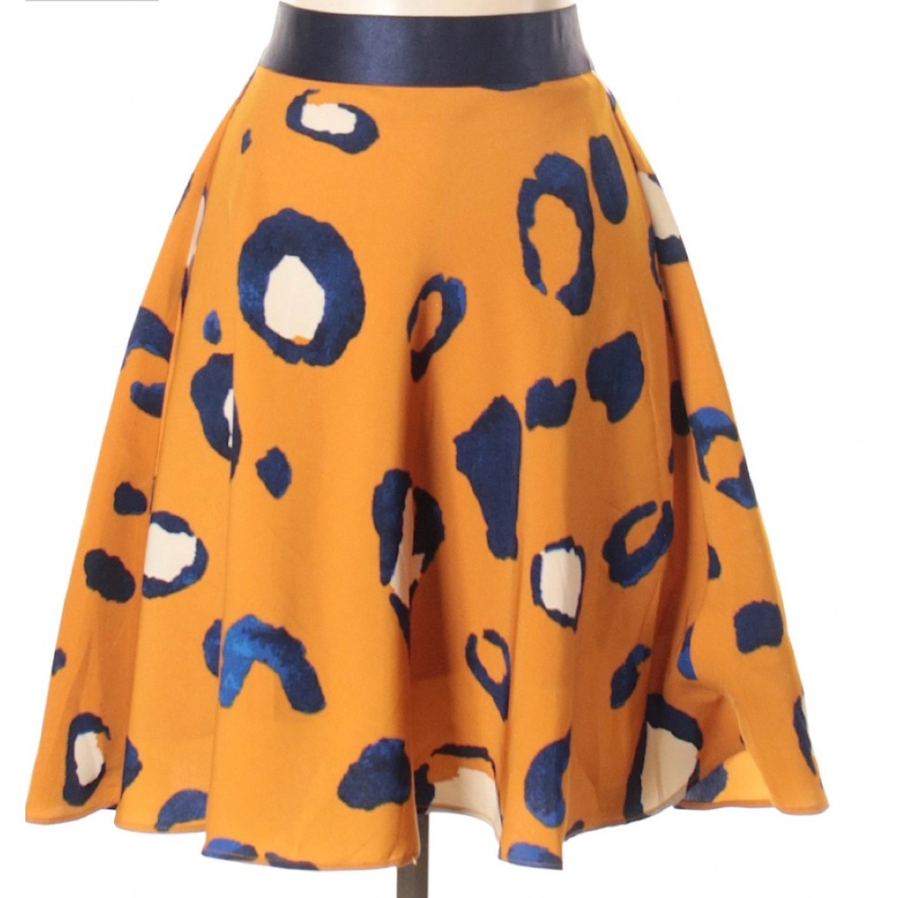 Women's Mustard Floral Print A-Line Skirt